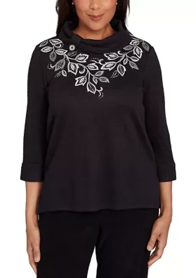 Women's Lake Champlain Leaf Embroidered Yoke Top
