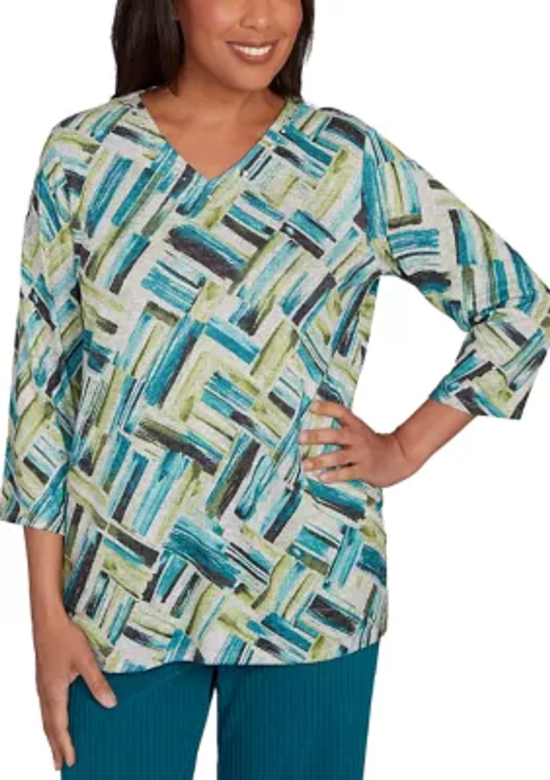 Women's Lake Champlain Brushstrokes Melange Print Top
