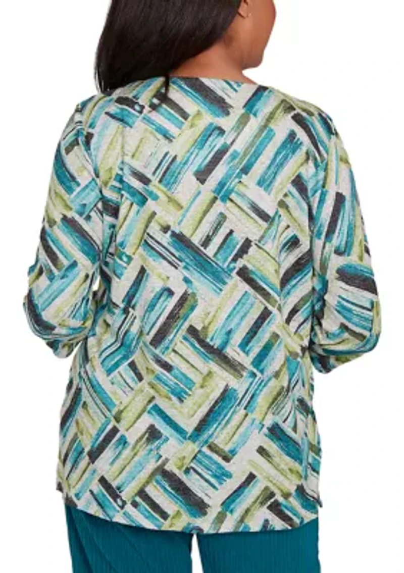 Women's Lake Champlain Brushstrokes Melange Print Top