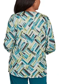 Women's Lake Champlain Brushstrokes Melange Print Top