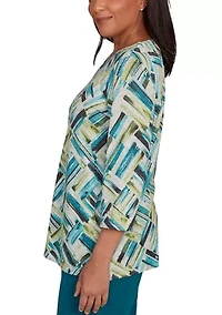 Women's Lake Champlain Brushstrokes Melange Print Top