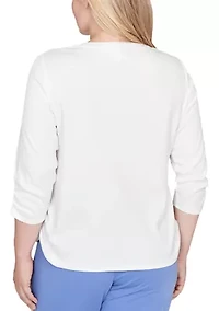 Women's Casual Vibe Floral Geo Vertical Yoke Top
