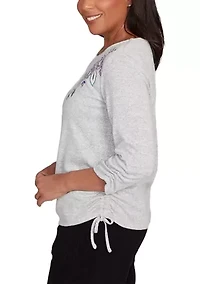 Women's Casual Vibe Asymmetric Flowers Embroidery Top