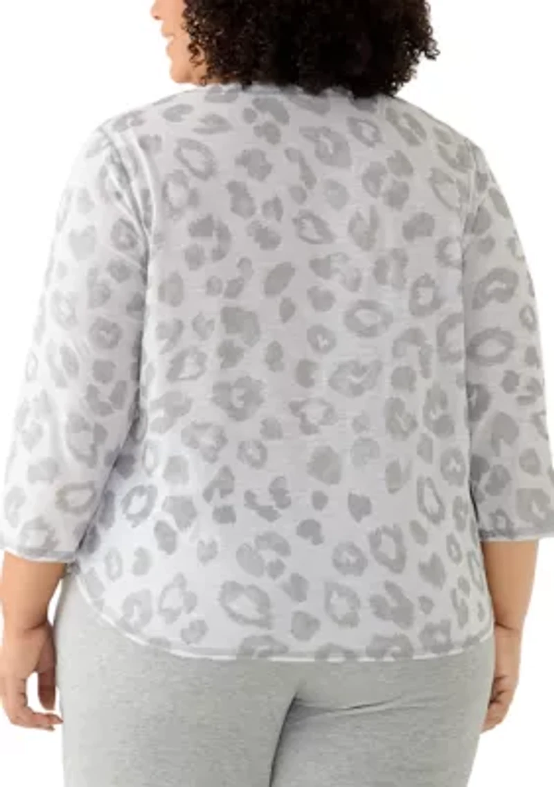 Plus Animal Print Knit Top