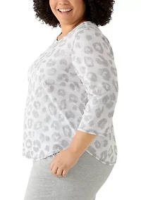 Plus Animal Print Knit Top