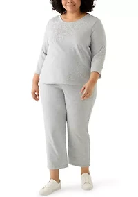 Plus Casual Vibe Asymmetric Soutache Floral Top