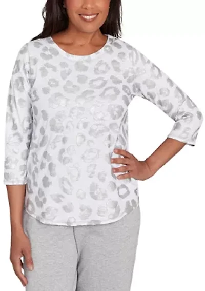 Petite Casual Vibe Monotone Animal Top