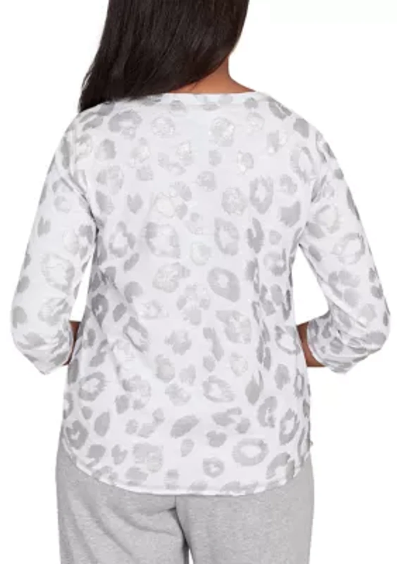 Petite Casual Vibe Monotone Animal Top