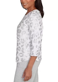 Petite Casual Vibe Monotone Animal Top