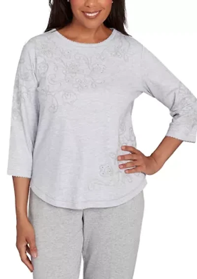 Petite Casual Vibe Asymmetric Soutache Floral Top