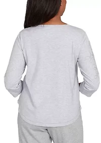 Petite Casual Vibe Asymmetric Soutache Floral Top