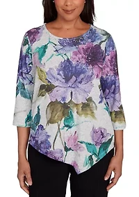 Petite Casual Vibe Watercolor Floral Top