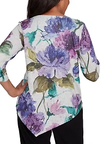 Petite Casual Vibe Watercolor Floral Top