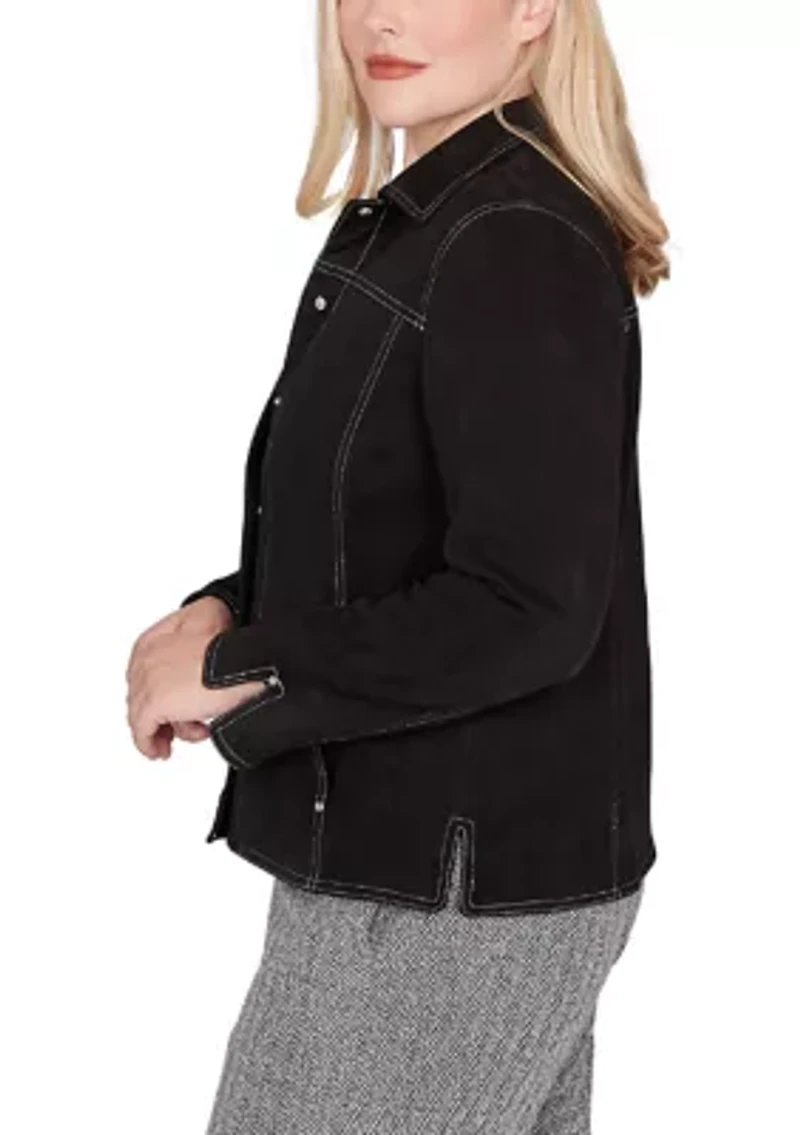 Women's Jet Setter Faux Suede Jacket with Print Lining