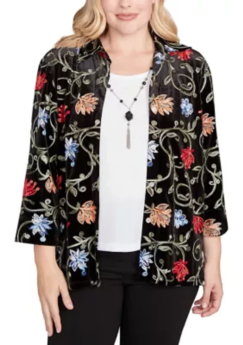 Women's Jet Setter Velvet Floral Two One Top