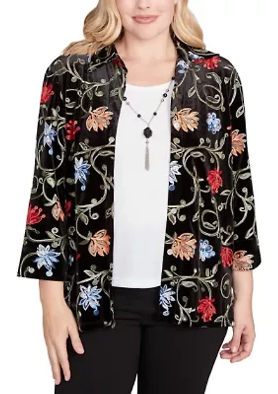 Women's Jet Setter Velvet Floral Two One Top