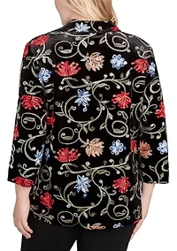 Women's Jet Setter Velvet Floral Two One Top