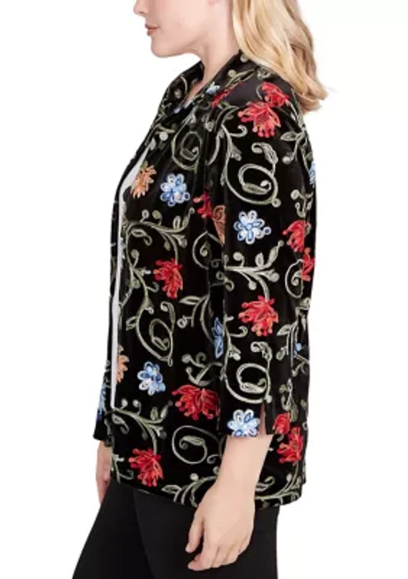 Women's Jet Setter Velvet Floral Two One Top
