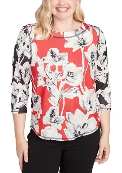 Women's Jet Setter Watercolor Floral Blocking Top