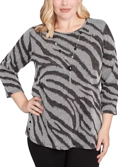 Women's Jet Setter Animal Houndstooth Top