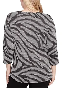 Women's Jet Setter Animal Houndstooth Top