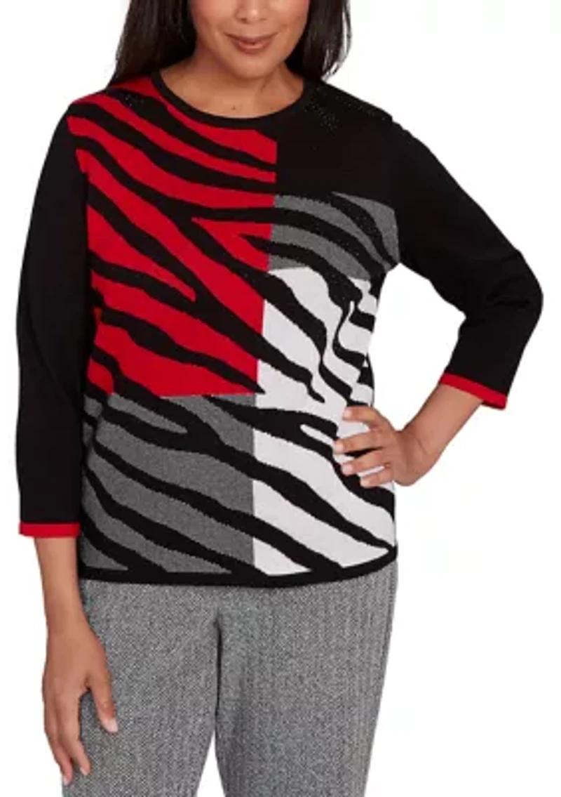 Women's Jet Setter Zebra Color Block Sweater