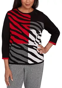 Women's Jet Setter Zebra Color Block Sweater