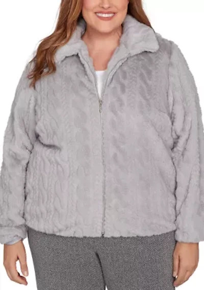 Plus Jet Setter Sculpted Faux Fur Jacket