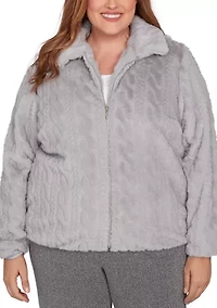 Plus Jet Setter Sculpted Faux Fur Jacket