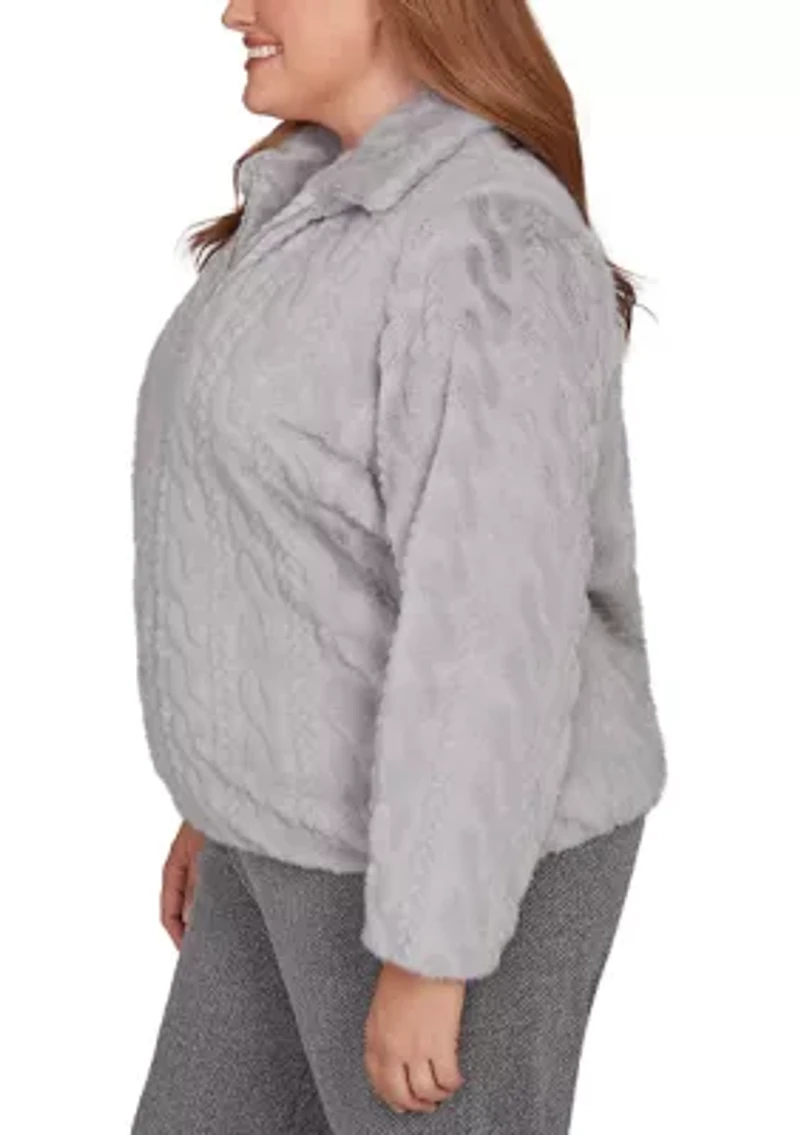 Plus Jet Setter Sculpted Faux Fur Jacket