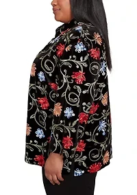 Plus Jet Setter Velvet Floral Two One Top