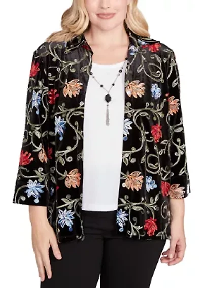 Petite Jet Setter Velvet Floral Two One Top