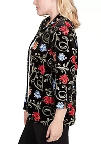 Petite Jet Setter Velvet Floral Two One Top