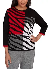 Petite Jet Setter Zebra Colorblock Top