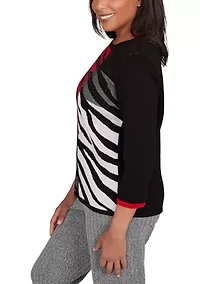 Petite Jet Setter Zebra Colorblock Top