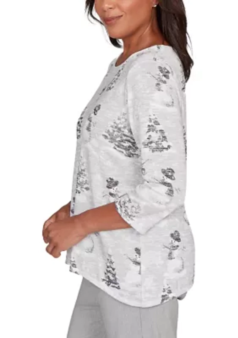 Women's Stockbridge Snowmen Scene Top