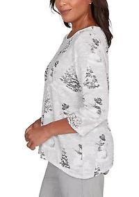 Women's Stockbridge Snowmen Scene Top