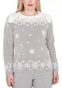 Women's Stockbridge Snowflake Embroidery Chenille Sweater