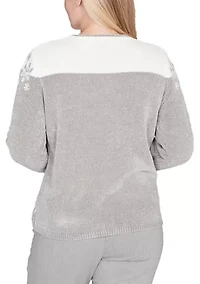 Women's Stockbridge Snowflake Embroidery Chenille Sweater