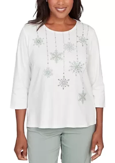 Petite Stockbridge Snowflakes Shimmer Top