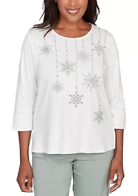Petite Stockbridge Snowflakes Shimmer Top