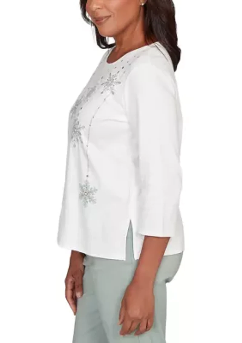 Petite Stockbridge Snowflakes Shimmer Top