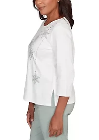 Petite Stockbridge Snowflakes Shimmer Top