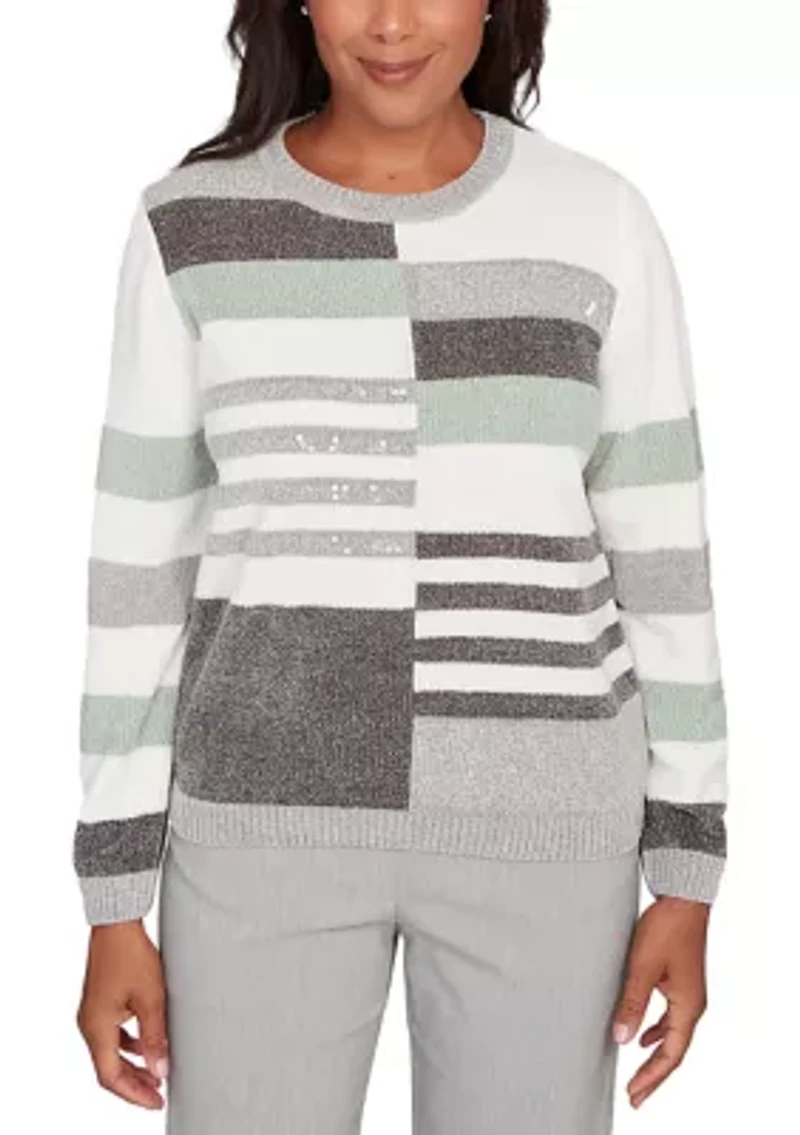 Petite Stockbridge Stripe Color Block Chenille Top