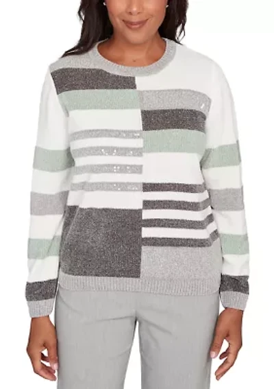 Petite Stockbridge Stripe Color Block Chenille Top