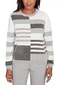 Petite Stockbridge Stripe Color Block Chenille Top