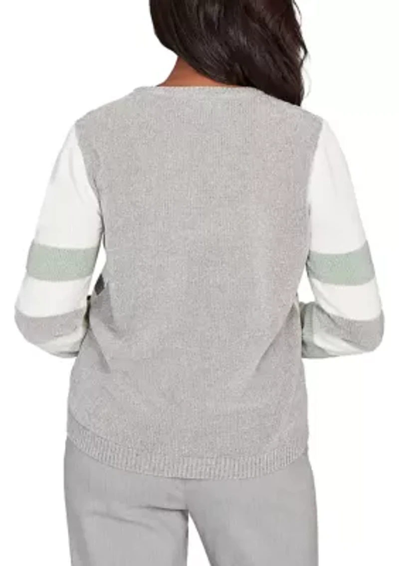 Petite Stockbridge Stripe Color Block Chenille Top