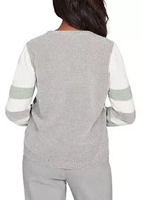 Petite Stockbridge Stripe Color Block Chenille Top