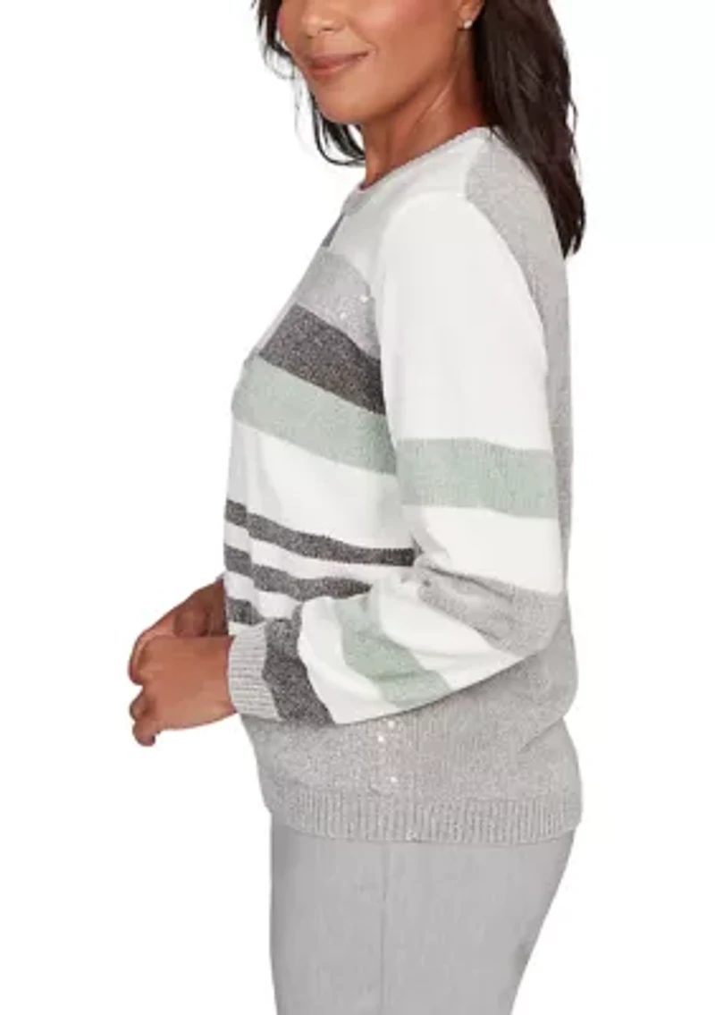 Petite Stockbridge Stripe Color Block Chenille Top