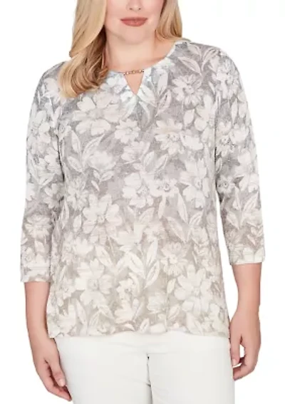 Women's  Vienna Texture Floral Ombre Top